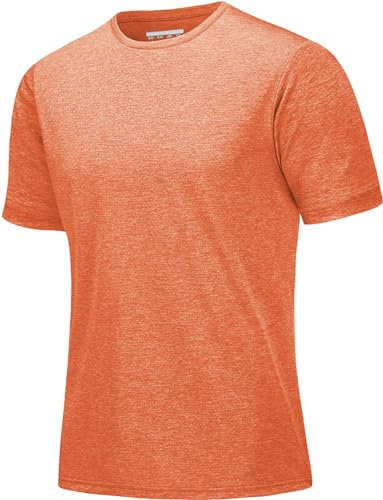MAGCOMSEN Tops for Men UK Running Hiking Shirts Lightweight Quick Dry Gym Tops Breathable Comfort T-Shirts for Men Orange 2XL