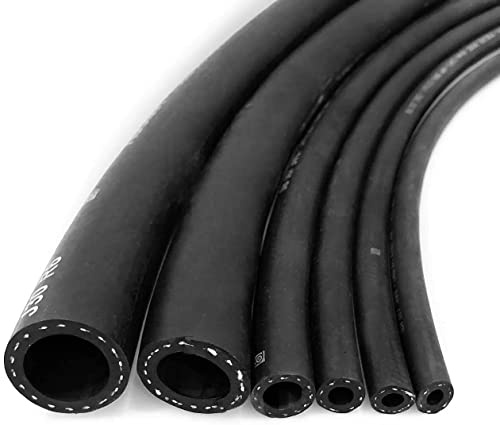 PC Industries 8mm Rubber Braided Rubber Fuel Hose for Unleaded Petrol / Diesel Oil, Line Pipe UK (5 Metres)