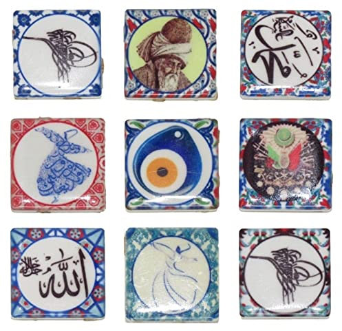 Jeannieparnell 586-9 x Mixed 20mm Fridge Magnet Turkish Ceramic Muslim Protection Good Luck Charm