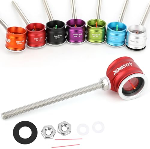 Bogenschießen Visier Recurvebogen Bogenvisier Single Pin Sight Fiber Optical Zielvisier Bogenvisier Jagdvisier für Recurve Bogen Jagdzubehör Rechte oder Linke Hand (0.5, rot)