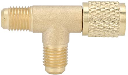 DEWIN Adaptateur en T à Coupleur Rapide, antirouille Adaptateur en T de Valve avec Noyau de Valve en Laiton 1/4in SAE Structure Robuste pour R22 R12 R134