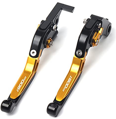 Für Kawasaki Z900RS Z900 RS 2018 Motorrad CNC Aluminium Einstellbare Faltbare Bremskupplungshebel Zubehör Mit Logo 20 Farben Hebel (Farbe : Goldschwarz)