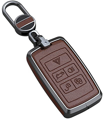 ontto Smart Remote Cover Fit für Land Rover 2020 2019 Leder Schlüsselanhänger Jacke Anti-Scratched Full Protection Fit für Range Rover Braun