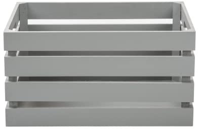 Wickerfield Wooden Fruit Apple Crate Shelf Basket Storage Box Shop Display Christmas Hampers (Grey, Large)