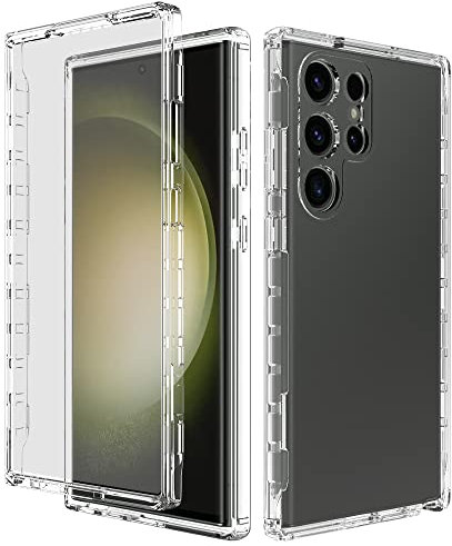 Leedia Ganzkörper Kompatibel mit Samsung S23 Ultra Hülle mit Eingebautem Displayschutz 360 Grad Handyhülle Stoßfest Komplettschutz Bumper Case Klar für Samsung Galaxy S23 Ultra 5G 6.8