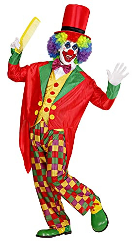 Clown Kostüm für Herren mit Frack - Bunt 35092 | Zirkus Party Kostüm | 5-teilig mit Frack, Weste, Fliege, Hose und Hut, Zirkus Verkleidung für Karneval, Mottopartys