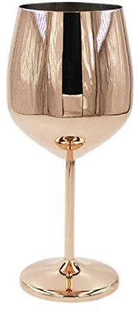 Copa de vino de acero inoxidable oro rosa, copa de vino tinto, 500 ml, acero inoxidable, irrompible, copa de vino de oro rosa, copa de champán, vaso de cóctel, vaso (1 unidad)