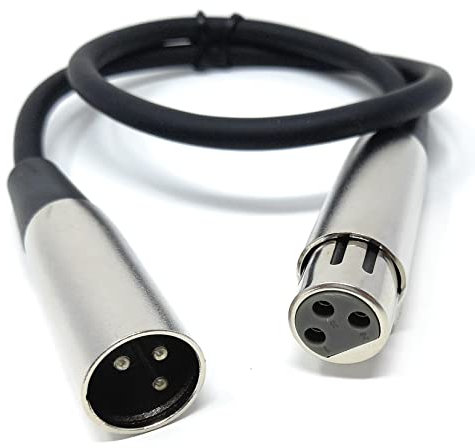 DRUT 50cm short 3 pin XLR Male Plug To XLR Female Socket, Audio Microphone, Mixer, Speaker Lead Cable 1.6ft