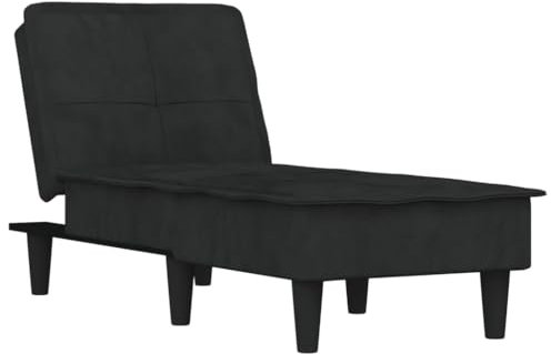 vidaXL Chaiselongue, Sofa in 3 Positionen zum Sitzen Entspannen Schlafen Verstellbar, Couch in Eleganter Optik, Liege Schlafsofa Loungesofa Liegesofa, Schwarz Samt