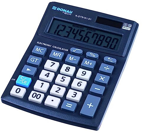 Donau Tech Office K-DT5101-01/10 Dígitos - Calculadora (Pantalla de 137 x 101 x 30 mm/Color: Negro/calculadora Dual-Power Solar - Funciona con Pilas/Diseño Compacto/ 5 años de garantía