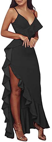 Robe Medievale Femme Enceinte - Nouvelle Robe Européenne Et À Volants Bretelles Sexy Discothèque Haute Robe Fendue Jupe Longue Vêtements pour Femmes Jupe Transparente Longue