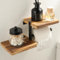 AIDILI Toilet Roll Holder, Toilet Paper Holder Wall Mounted with Shelves for Storage, Wooden Vintage Style Double Shelf, Tissue Holder for Bathroom