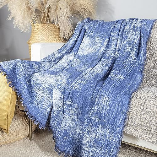 MHUQIA Couch Decke Grob, Gestrickte Decke Mit Fransen, Kuscheldecke Strick FüR Bett Sofa Couch, Kuscheldecke Strick Quaste Boho Decke
