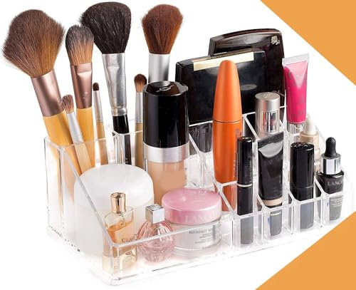 LORD C Clear Plastic Makeup Storage Holder - Acrylic Cosmetic Case Organizer Display Lipsticks Holder Cosmetic Skin Care Storage Box Organize Your Beauty Essentials (1)