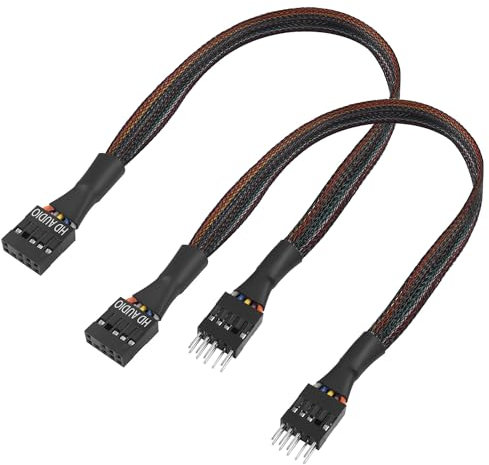 QIANRENON Cavo di prolunga audio 9 pin HD per scheda madre 9 pin maschio a femmina ATX Front Audio Prolunga cavo per audio HD o AC97 Audio Chassis, 30 cm