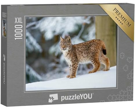 Puzzle 1000 Teile XXL „Eurasischer Luchs im Winter“ – aus der Puzzle-Kollektion Luchse, Tiere in Wald & Gebirge