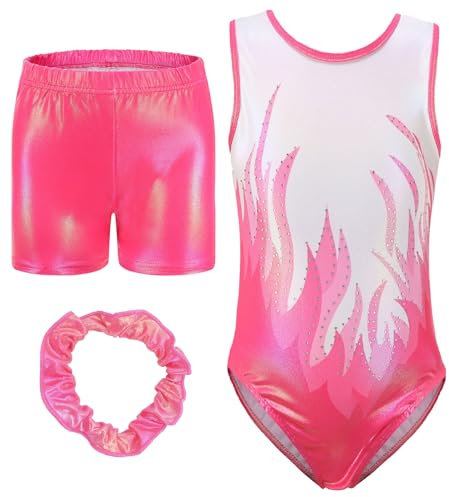 Happy Cherry Body Ginnastica Artistica Bambina Senza Maniche con Pantaloncini Leotards da Danza Classica Tag 8(7-8 anni)