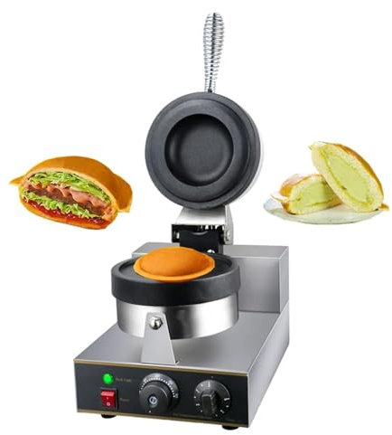 FUYAO Machine Électrique Gaufrier Crème Glacée, Fabricant De Gaufrier Hamburger Rond pour La Cuisson Commerciale De Gaufres, Température Réglable De 50~300 ℃, Utilisation À La Maison