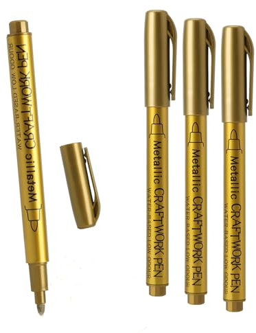 Guouet Gold Metallic Marker Pens, 3pcs Gel Ink Pens mit Feiner Spitze, Glitzernde Permanent Marker, Gloss-Effekt, für Malen und Basteln