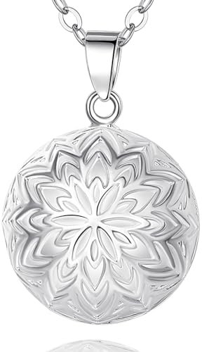 AEONSLOVE Bola Grossesse Collier Bola de Grossesse Flocon de Neige Collier Femme Enceinte Bijoux Bola Grossesse Cadeaux Future Maman Pendentif de Grossesse Bola