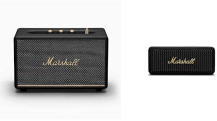 Marshall Acton III Enceinte Bluetooth sans Fil - Noir & Emberton II Bluetooth Portatif Haut-Parleur, sans Fil, Résistant à l'eau Enceinte- Noir