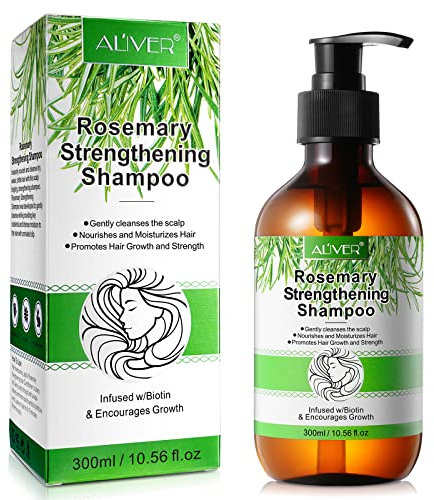 Rosmarin Shampoo 300ml, Rosemary Mint Stärkendes Shampoo, Rosmarin Shampoo Mit Biotin Gegen Haarausfall, Reparierendes und Nährendes Kopfhaut Shampoo für Frauen Männe