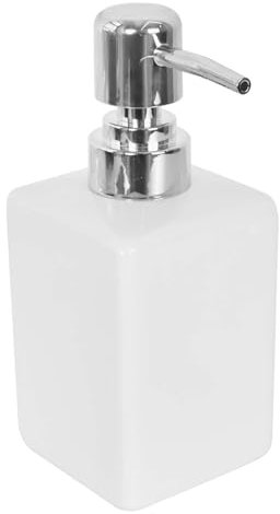Keramik Handseifenspender, 320ml Seifenspender Quadratischer, Nachfüllbarer Shampoo Lotionflasche Seifenspender Flasche Pumpe für Seifen und Lotionspumpenspender für Die Küche Badezimmer (Weiß)