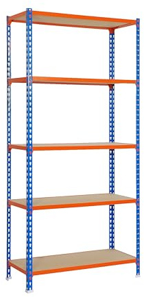 PROREGAL Schwerlastregal Big MULI | HxBxT 200x120x30cm | 5 Fachböden | Fachlast 200kg | Blau | Lagerregal Kellerregal Werkstattregal Metallregal Fachbodenregal Steckregal