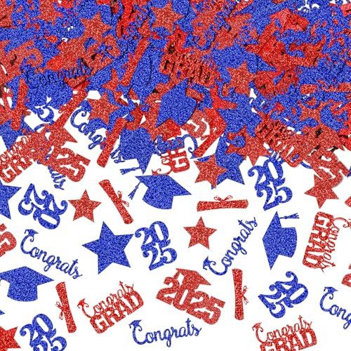 Konfetti zum Schulabschluss, 2024, Abschlusstabelle, Konfetti 2024, Konfetti für Tischabschluss, Rot und Blau 2024, Abschlussdekoration für Tisch, 200 Stück