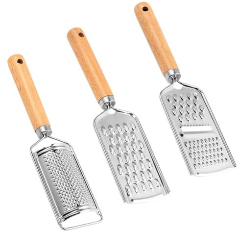 Generisch Edelstahl Reibe 3 Stücke Multifunktionale Gemüsereibe Mit Holzgriff Kleine Reibe Für Käse Obst Und Gemüse Rutschfeste Küchenreibe Spülmaschinenfest