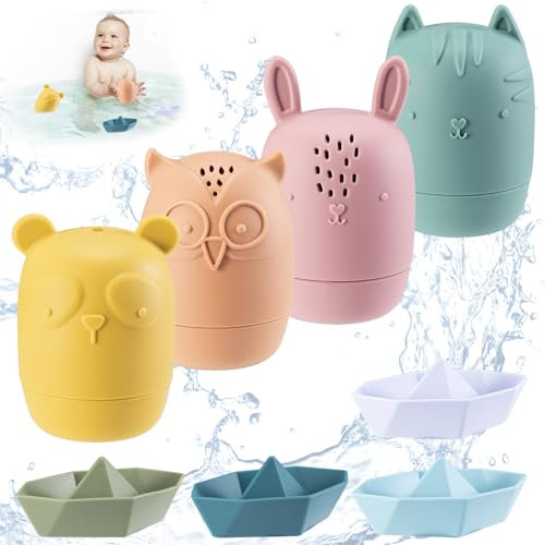Badewannenspielzeug Fikiro Spielzeug Badewanne Süße Bade Spritztiere Badetiere Silikon Wasserspielzeug Baby Spritztier Badespielzeug Spritztiere Weihnachten Geschenke für Babys Kleinkinder Unisex