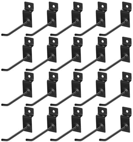 20 Pz Ganci per Pannelli Forati, Ganci Pannello Portautensili, Gancio per Pannello Forato Portautensili, Ganci per Pegboard Hooks in Metallo per Pannelli Forato Garage Negozi di Supermercati (10CM)
