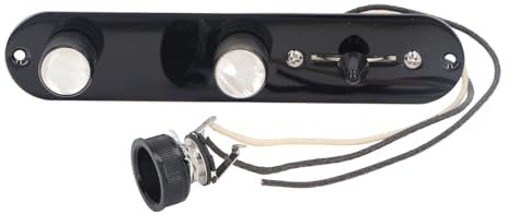 Prewired 3 Way Metal Control Plate for Telecaster Guitar with 3 Way Switch Gold Knobs (Black)