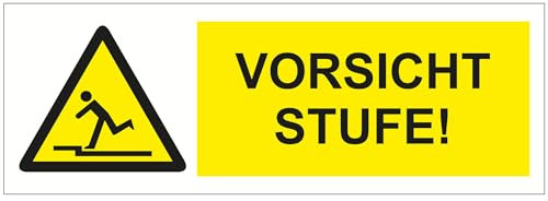 Indigos UG Aufkleber Vorsicht vor der Stufe - 210x75 - Hotel, Firma, Schutz, KITA, Arzt, Praxis, Wohnung - Sicherheit - Warnung