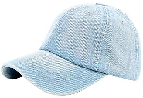 BABYVIVA Cowboyhut, Unisex, Vintage, gewaschen, Baseball-Rohling, verstellbar, hellblau, Cap circumference: 56-60cm (adjustable)