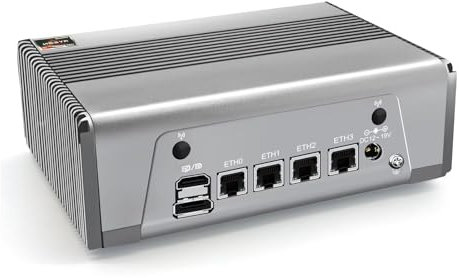 MNBOXCONET Mini PC Ryzen 7 7840HS (8C/16T), Micro AMD Desktop Computer Windows 11 Pro Office Firewall Router Silver, DDR5 64GB RAM 1TB SSD, 4 x i226V 2.5GbE LAN, Type-C, 8K, WiFi6, BT5.2