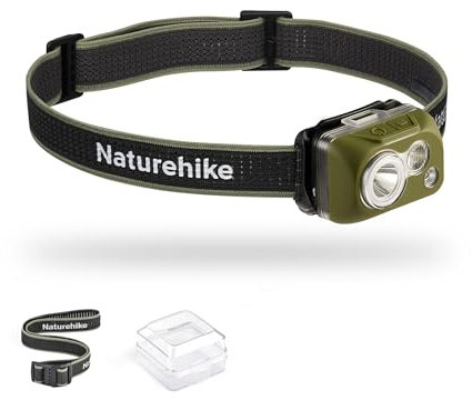 Naturehike Lampe Frontale LED Rechargeable - 200 Lumens Réglable à 45°, IP65 Étanche, Ultra-Légère 5 Modes d'Éclairage Détection par Mouvement, Idéale pour Course à Pied, Randonnée, Camping, Pêche