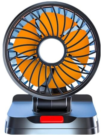 Ventilateur de voiture 24V,Ventilateur simple face,Adapté à la prise allume-cigare, Ventilateur rotatif 360°, Ventilateur réglable sur 3 niveaux,pour voitures, camions, SUV(Orange Single Head 24V)