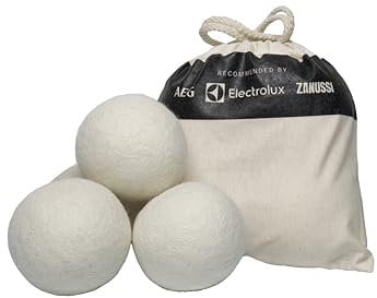 Electrolux Palline di lana per asciugatrice M9YHODB1, migliorano il modo in cui l'aria calda circola intorno ai vestiti, riduce le rughe, si sfalda i vestiti, 4 pezzi