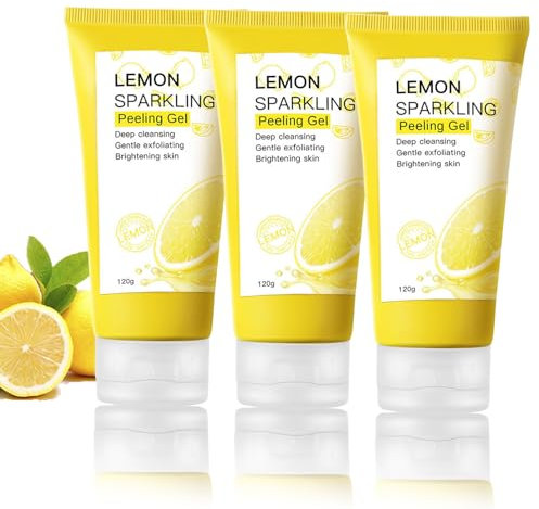 Natürliches Zitrone Peeling Gel, Lemon Sparkling Peeling Gel, Zitronen Gesicht Reinigung Peeling, Peeling Für Gesicht Tiefenreinigung, Brightening Exfoliating Whitening Gel,Peeling Gel (3PC)