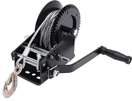 Handseilwinde, 2 Geschwindigkeiten, 10m Drahtseil, Rücklaufsperre, Rutschfester Griff, Horizontaler Zug 1587kg, vertikaler Zug 771kg, Forstseilwinde, Bootswinde, Seilwinde handbetrieben, Handseilzug