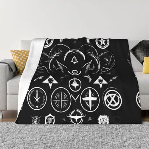 Supernatural Symbols Ultraweiche Micro-Fleece-Decke für Bettwäsche, Sofa und Reisen, Schwarz