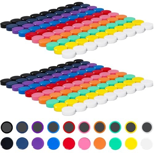DUJEQM 200er Set Magnete für Magnettafel,10 Farben,Mini,rund,Starke Haftung | Kühlschrankmagnete, ideal für Whiteboard, Tafel, Büro, Schule & Küche. Bunt, klein, vielseitig, für Notizen, Fotos & Karten