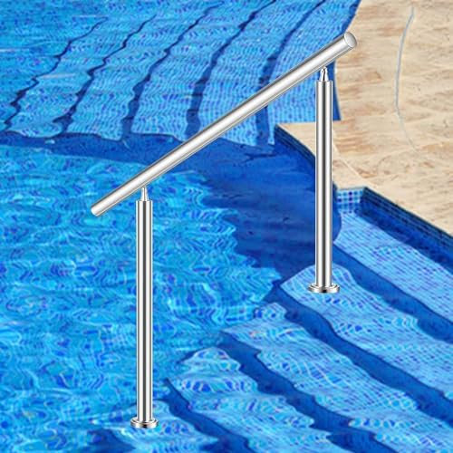 Wrobelax Pool-Handlauf, Poolgeländer, 304 Edelstahl, Handlauf für Deck, Schwimmbad, Treppen, drinnen und draußen, Metallgeländer, rundes Rohrrohr, gebürstete Schiene