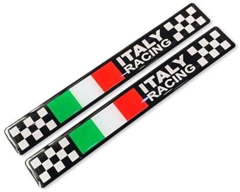 WeddHuis 2 pezzi Emblema 3D in Metallo, Adesivo per Auto, moto, scooter, bandiera italiana, casco moto, (Bandiera Italiana) universale per parafanghi, gonne, bauli, lati