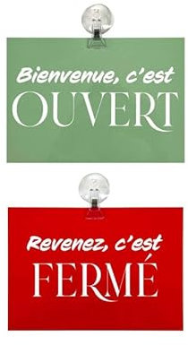 Panneau Ouvert - Fermé en PVC format A5 avec fixation ventouse (fond pastel)