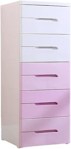 SHANYAYALI Aufbewahrungskörbe aus Kunststoff, Schubladentyp, Spind, Zuhause, Kleiderschrank, geeignet für Wohnzimmer, Schlafzimmer, Kinderzimmer (weiß-rosa, 7 Ebenen)
