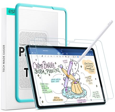 ESR 2 Stück Paper-Feel Schutzfolien für iPad Air 11 Zoll M3/M2 (7./6. Gen, 2025/2024), Schreiben und Zeichnen wie auf Papier, 9H Panzer Schutz Glas, Matt Schreibfolie mit Ausrichtrahmen, Blendschutz