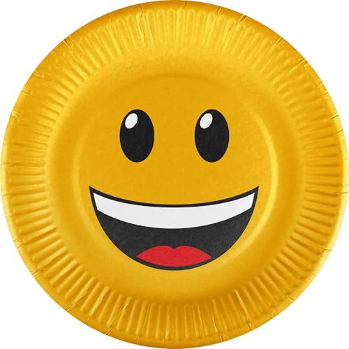 Heku Partyteller * Smiley * 10 Stück, Ø ca. 23 cm, kompostierbar