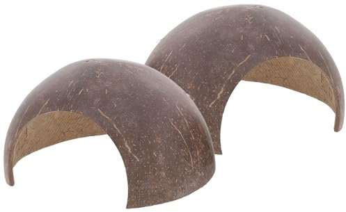 Happyyami 2stücke Kokosnussschale Reptilienversteck Für Einsiedlerkrebs Terrarium Dekoration Haustier Unterschlupf Schlafort Aus Harz Mit Natürlichen Details Für Kleine Reptilien Und Krebsti